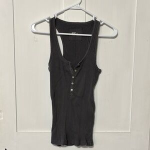 Aerie Charcoal Buttoned Tank Top